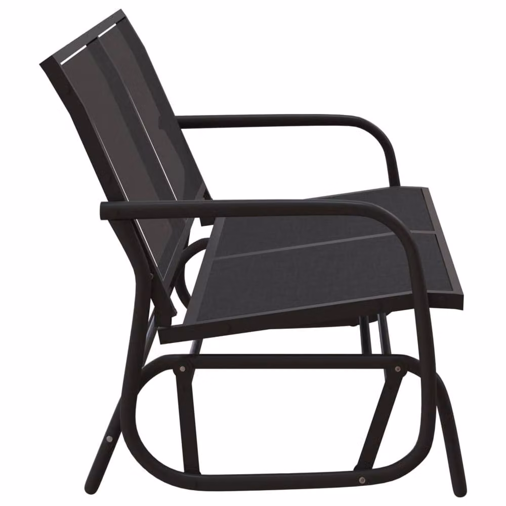 Berkfield Home Garden Glider Bench in Black with Textilene Fabric and Powder Coated Steel, W/D/H: 120.5 x 76 x 86.5 cm – 3