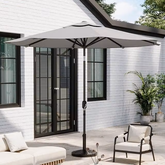Breeins 3m Freestanding Patio Parasol with Resin Base in Light Grey