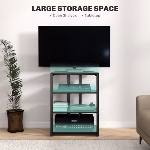 HOMCOM Modern Black Metal Media Storage Shelf – 4