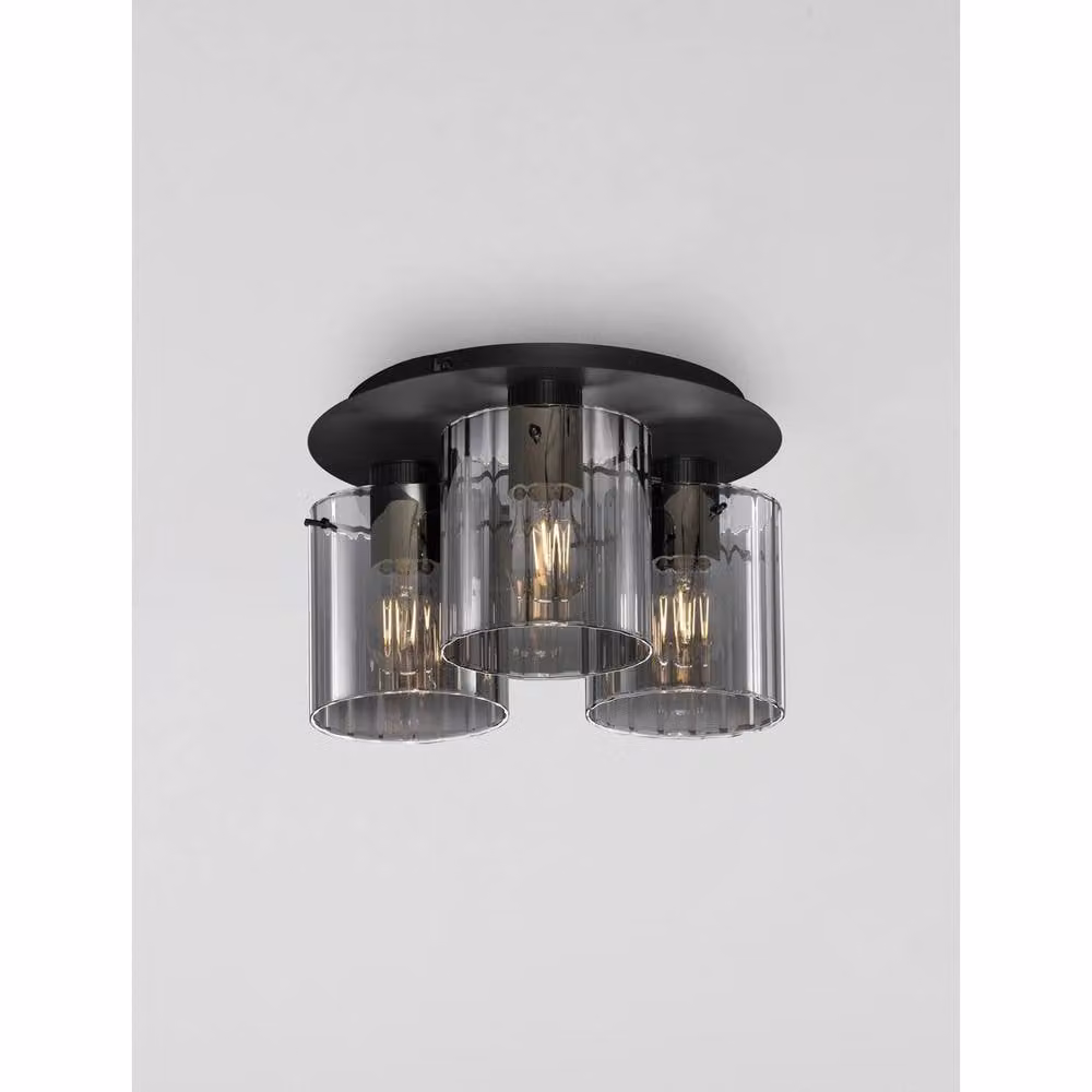 Netlighting Mirbi Shade Cluster Ceiling Light in Grey and Black with Glass Shades and E27 Sockets – 3