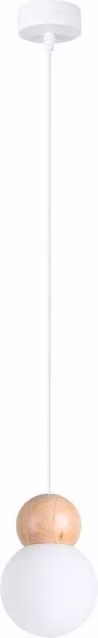 Sollux Lighting Scandinavian Pendant Lamp in White and Wood, W/D/H: 124 x 11 x 11 cm – 1
