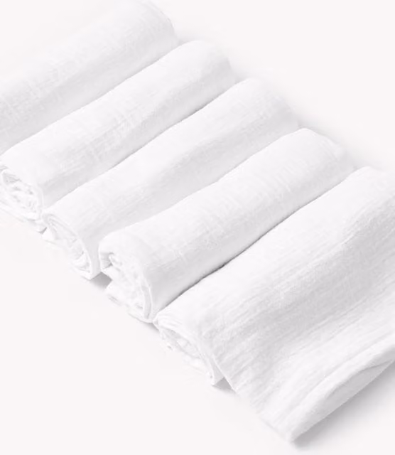 M&S 5 Pack Pure Cotton Muslin Squares in White