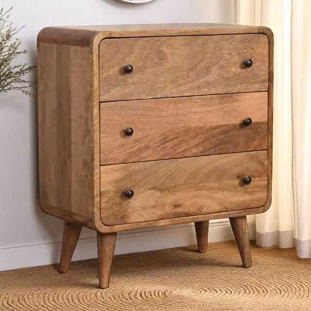 Artisan Furniture Solid Mango Wood Mini Curved Chest in Brown