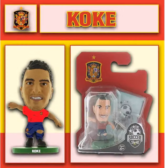 SoccerStarz Koke Spain Home Kit Mini Figure, Red, 5 cm