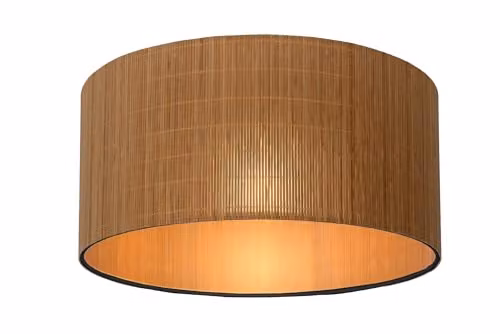 Lucide Magius Scandinavian Dimmable Flush Ceiling Light in Brown Wood and Rattan, Diameter: 42 cm – 1