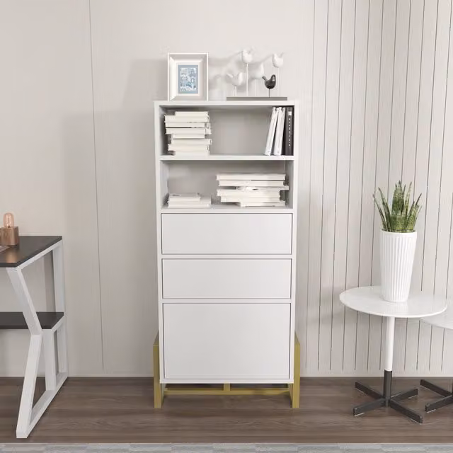 Decorotika Utopia Bookshelf in White and Gold