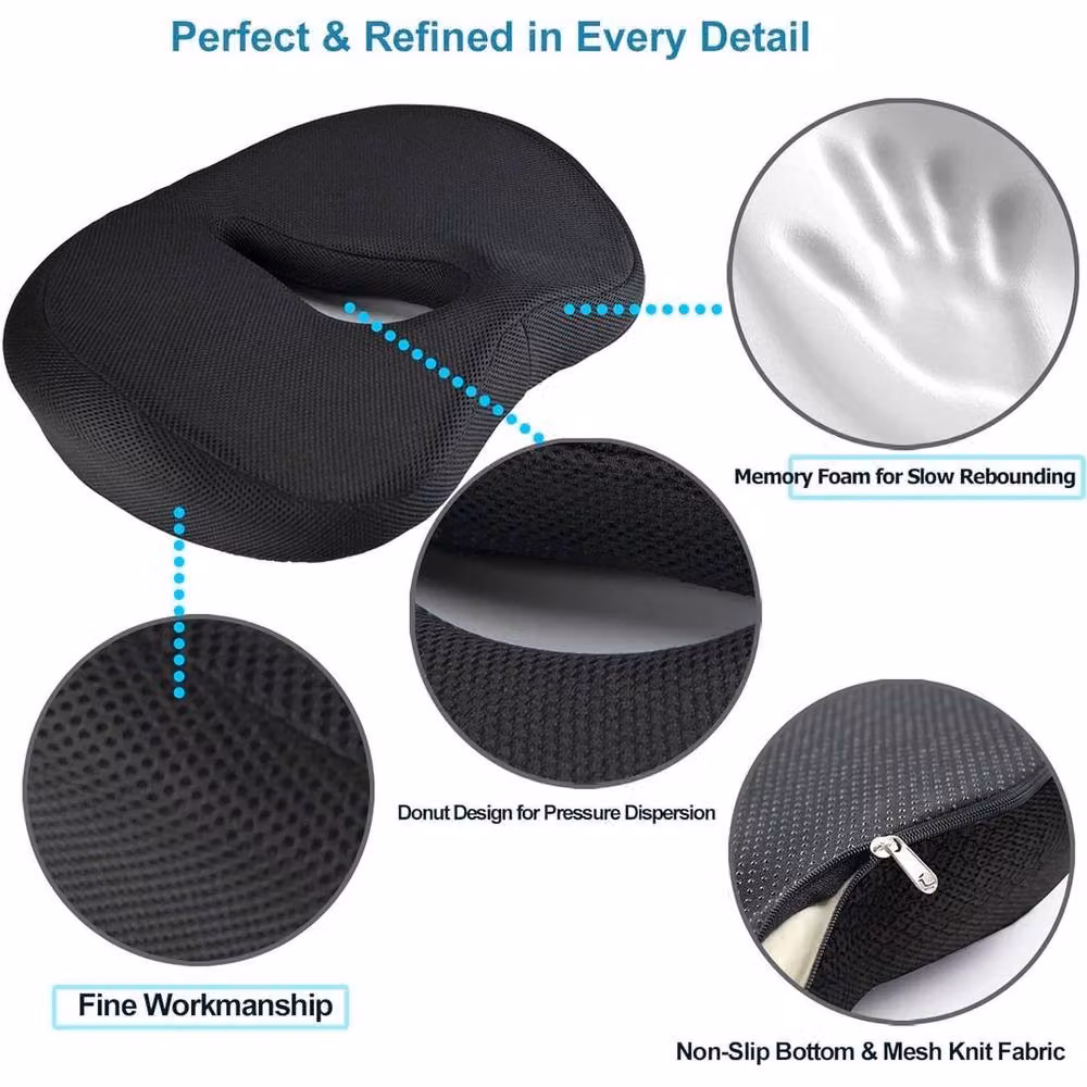NESTLUNE Orthopaedic U-Shaped Memory Foam Seat Cushion in Black, W/D: 120 x 90 cm – 6