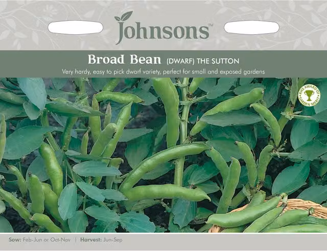 Johnsons The Sutton Dwarf Broad Bean Vegetable Seeds