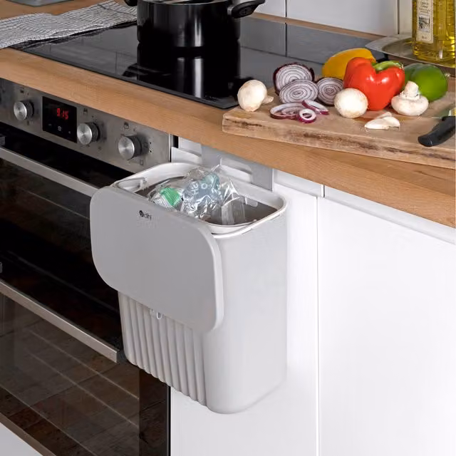 DIHL Grey Hanging Wall-Mounted Kitchen Compost Bin with Flip Lid