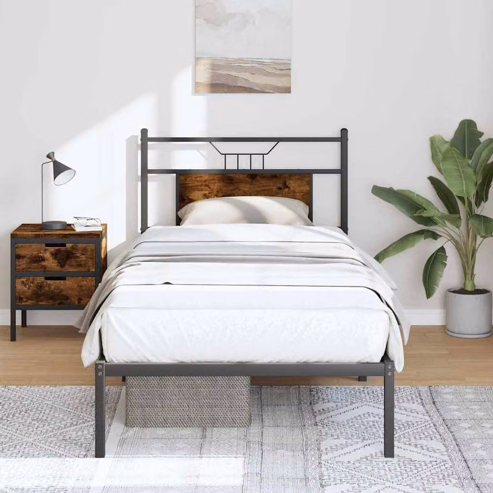Berkfield Home Smoked Oak Decorative Bed Frame in Brown, W/D/H: 90 x 190 cm Single – 2