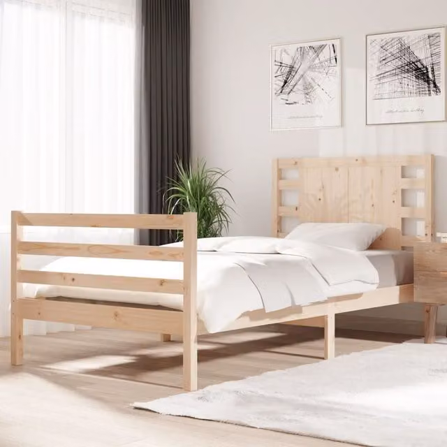 Berkfield Home Solid Wood Pine Bed Frame in Brown, W/D/H: 90 x 200 cm – 1