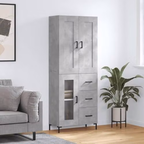 vidaXL Industrial Highboard in Concrete Grey with Hinged Doors and Internal Shelves, W/D/H: 69.5 x 34 x 180 cm – 2