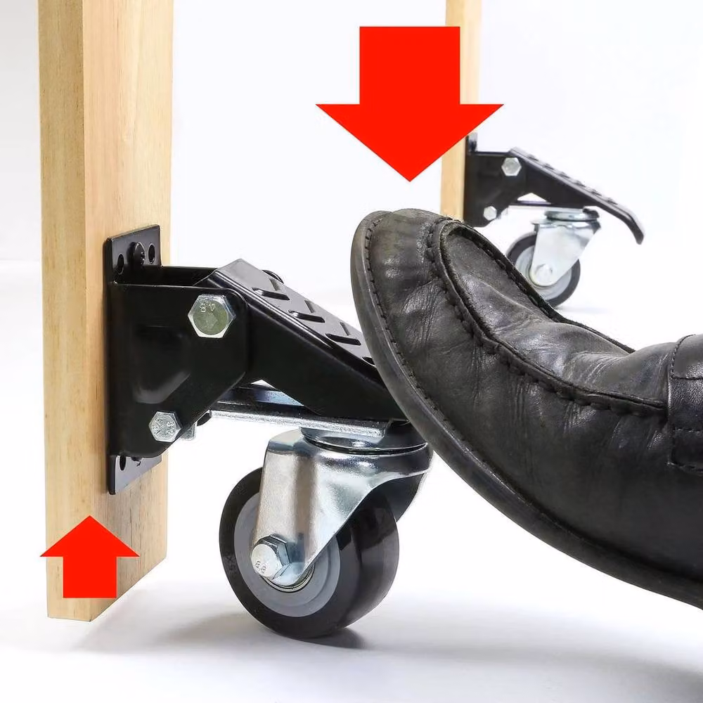 KORVIXA Set of 4 Retractable Workbench Castor Wheels in Black, W/D/H: 1000 x 52 x 16.4 cm – 3