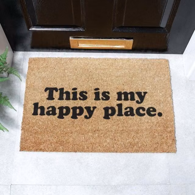 Artsy Mats This Is My Happy Place Doormat in Black, W: 60 cm, D: 40 cm
