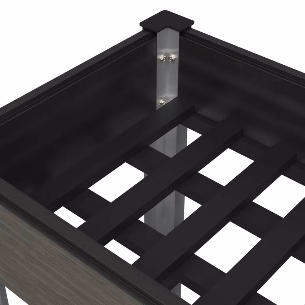 Berkfield Home Garden Grey Raised Bed with Shelf, W/D/H: 150 x 50 x 75 cm – 4