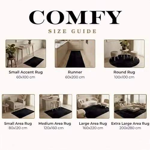 Desire Rugs Black Plain Modern Rectangular Living Room Area Rug, W: 80 cm, L: 120 cm – 5