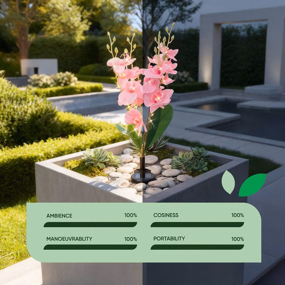 Gardenwize Solar Orchid Stake Light with 30 LED in Pink and Multicolour – 3