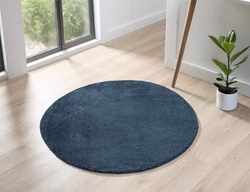 Desire Rugs Comfy Washable Low Pile Round Area Rug in Blue, Diameter: 100 cm – 1