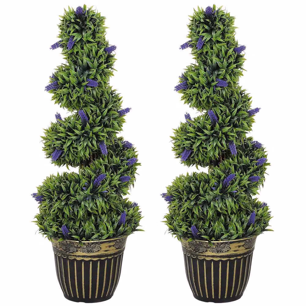 STILVORA Set of 2 Green Artificial Potted Plants, Height: 90 cm – 5