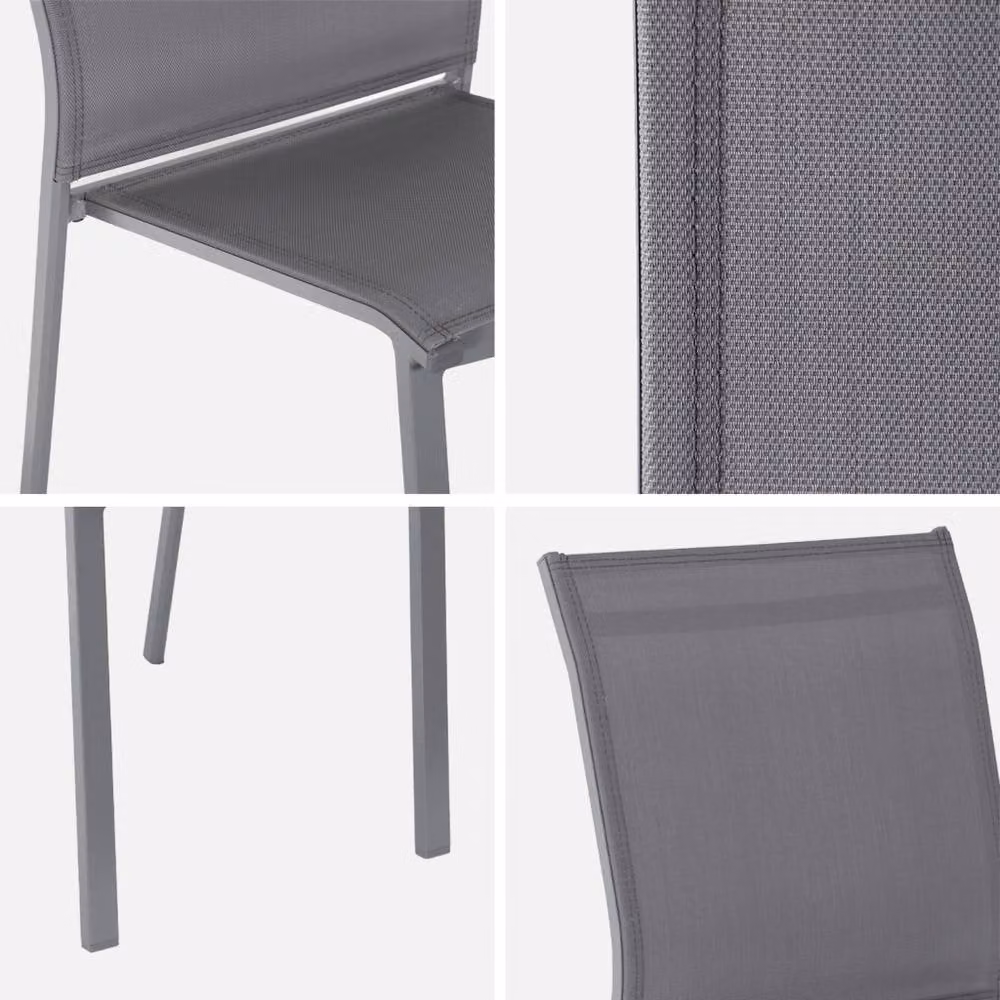 sweeek Set of 2 Stackable Modern Metal Garden Chairs in Matt Grey, H 89.5 x W 45.5 x D 45.5 cm – 2