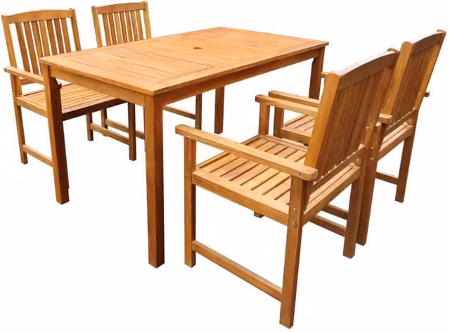 Berkfield Home 5 Piece Outdoor Dining Set in Brown Solid Acacia Wood