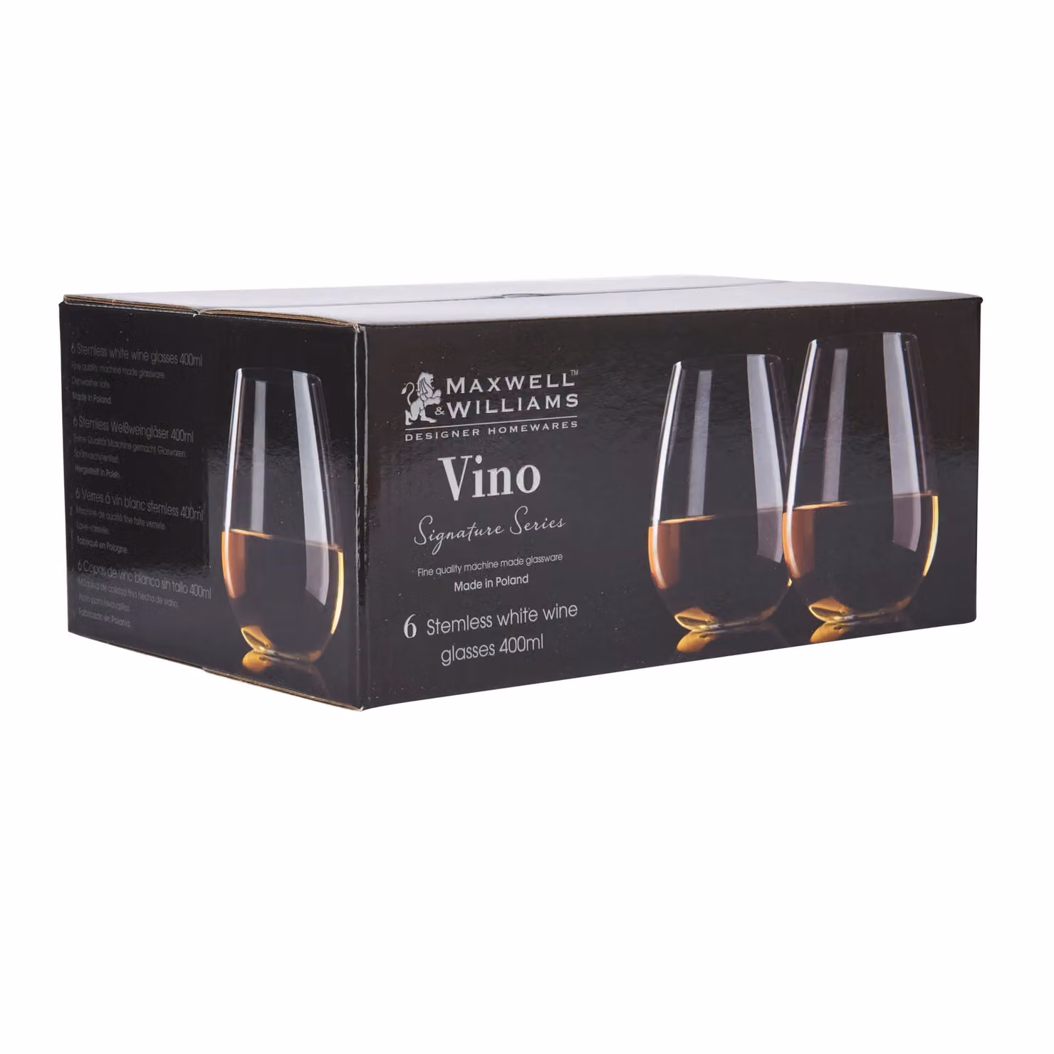Maxwell & Williams Vino Set of 6 Transparent Wine Glasses, 400ml each, Dishwasher Safe – 7