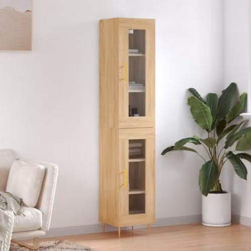 vidaXL Sonoma Oak Highboard Storage Cabinet with Doors and Shelves, Brown, W/D/H: 180 x 34.5 x 27.9 cm – 2