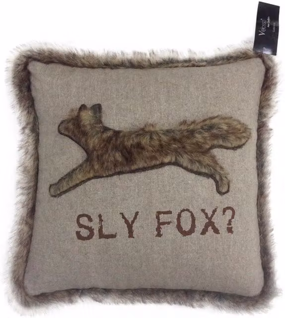 Velosso Square Faux Fur Trim Edge Cushion in Beige