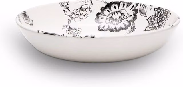 Wade Albert White Botanical Night Pasta Bowl with Black Floral Design, 22.5cm