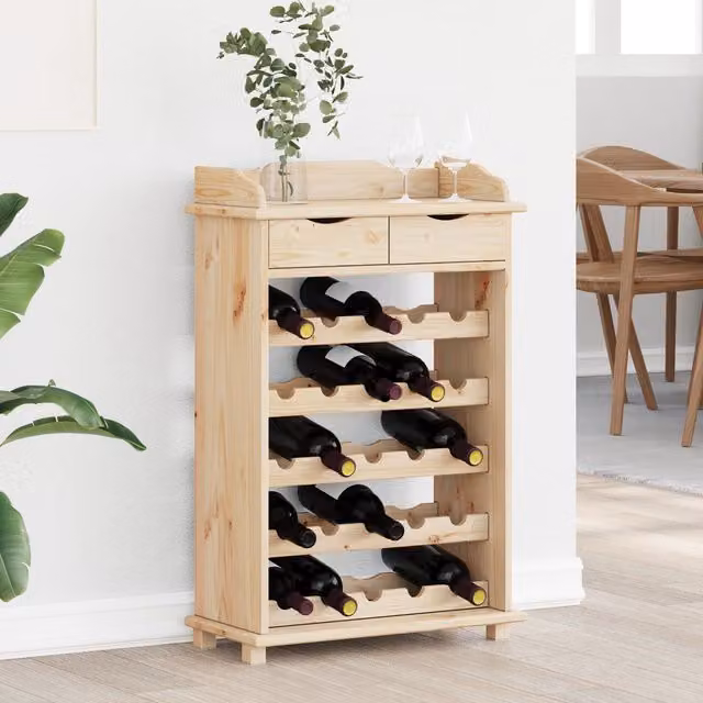 Berkfield Home Solid Wood Pine Wine Rack in Natural, W/D/H: 90 x 30 x 60 cm – 1