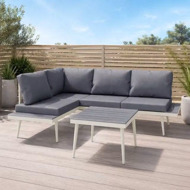STILVORA 3-Piece Modern Sofa with Adjustable Lounger in Grey