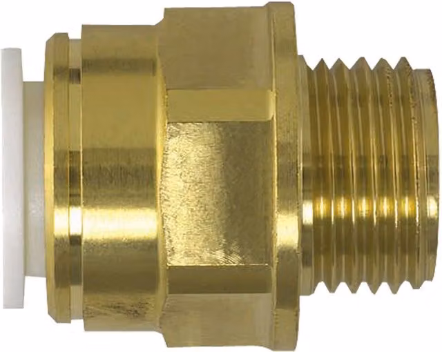 John Guest Brass Male Connector 10mm x 1/2 inch BSP in Gold