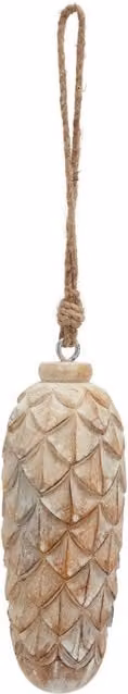 KDMK Large Rustic Pine Cone Christmas Decoration in Antique White Wash and Brown