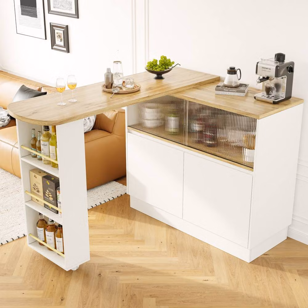 BTM Modern Black Matt Dining Bar with Glass Doors and Internal Shelves, W/D/H: 103 x 45 x 90 cm – 2