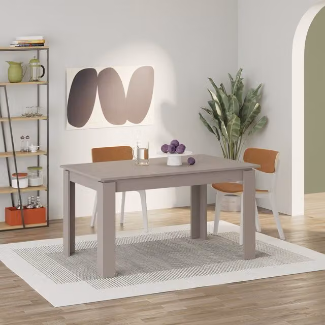 Decortie Modern Extendable Rectangular Wooden Dining Table in Grey