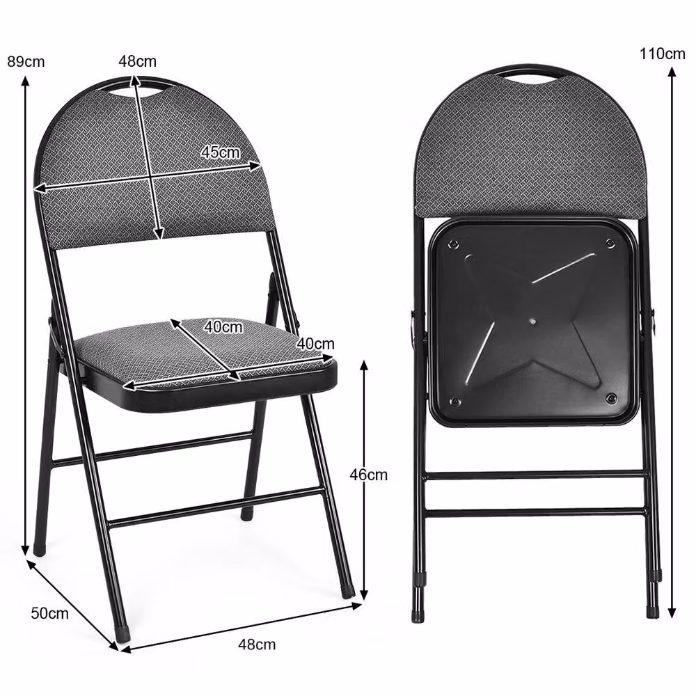 Costway Set of 6 Grey Padded Armless Folding Dining Chairs for Kitchen and Dining Rooms – 2