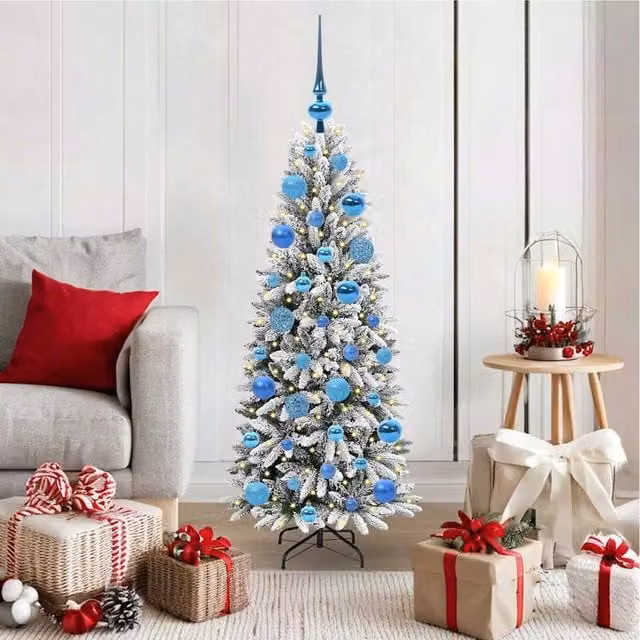 Berkfield Home Green Artificial Christmas Tree with 150 White LEDs, W/D/H: 53 x 53 x 120 cm