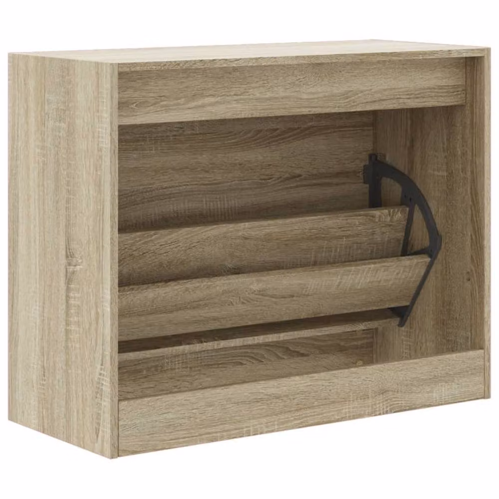 Berkfield Home Sonoma Oak Shoe Cabinet in Light Brown, W/D/H: 80 x 34 x 63 cm – 3