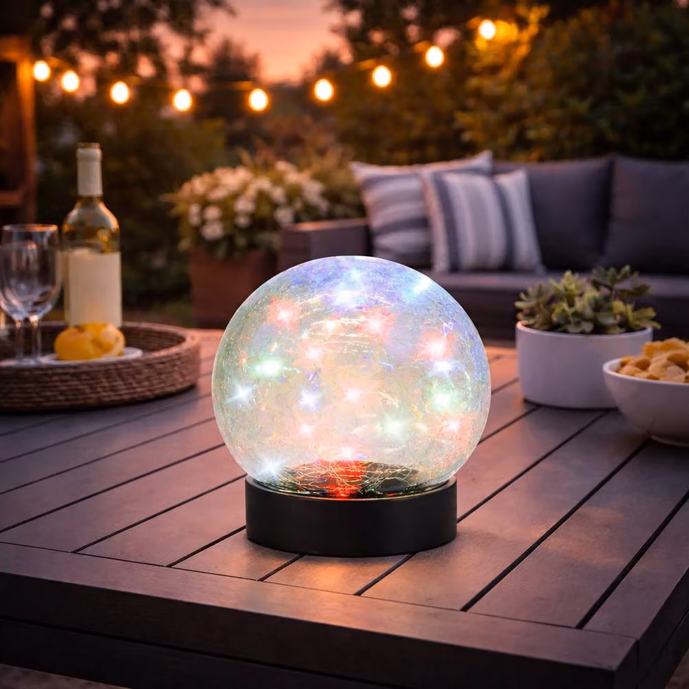 Gardenwize Solar Powered Multi-Coloured Crackle Ball Garden Light, Diameter: 15 cm – 2