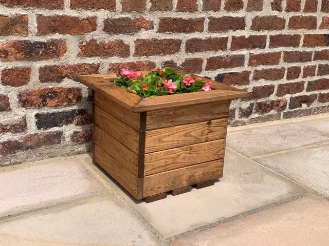 Charles Taylor Brown Wooden Square Planter Tub 41 cm – 2