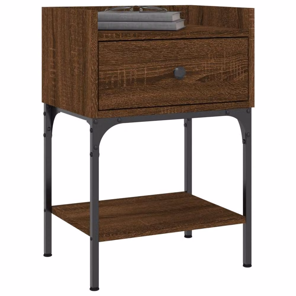 Berkfield Home Set of 2 Brown Oak Bedside Tables, W: 40.5 cm, D: 31 cm, H: 60 cm – 2