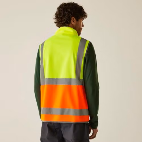 Regatta Men's Hi-Vis Full Zip Polyester Vest in Yellow and Orange, Size: XXL – 2