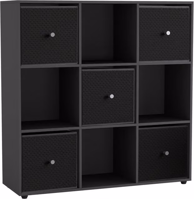 URBNLIVING Black 9 Cube Storage Unit with Drawers