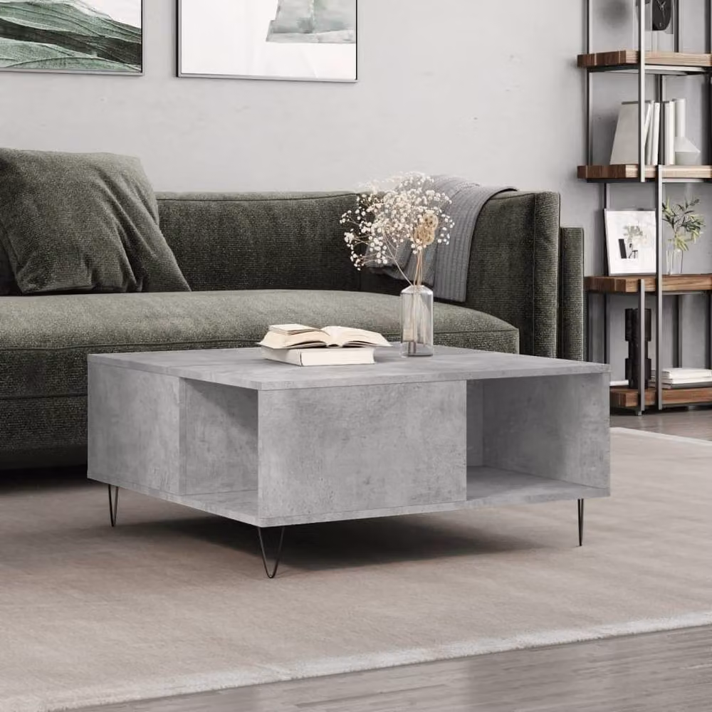 Berkfield Home Modern Square Coffee Table in Concrete Grey, W/D/H: 80 x 80 x 36.5 cm – 2