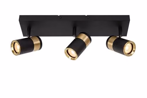 Lucide Gorik Black Metal Ceiling Spotlight with 3x GU10 Dimmable Adjustable Heads