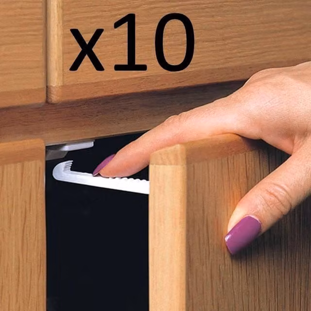SPETLEK Proof Safety Catch Cabinet Cupboard Door and Drawer Lock in White, W: 1000 mm, D: 400 mm – 1