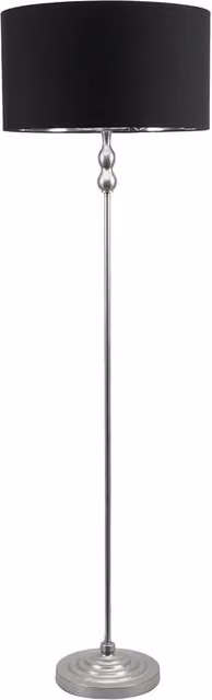 ValueLights Maggie Chrome Candlestick Floor Lamp with Black Fabric and Chrome Inner Shade