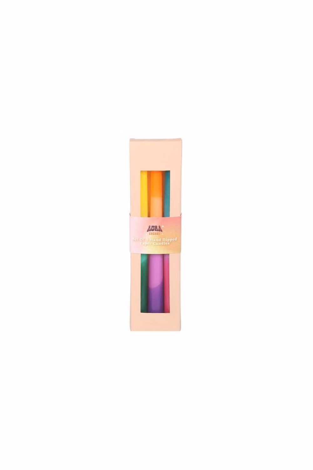 KDMD Set of 3 Multicolour Dipped Aura Energy Taper Candles for Rituals and Decor – 2