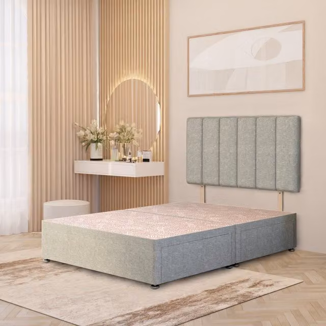 Somnior Beds Ltd Upholstered Fabric Divan Bed Base with Drawers, Green/Yellow, W/D: 120 x 200 cm