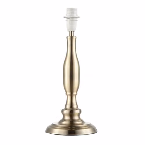 Happy Homewares Classic Antique Brass Table Lamp Base with Curvy Metal Stem Design in Gold, Height: 35 cm